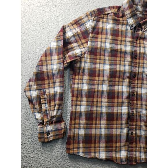 Eddie Bauer Men's Plaid Button Down Shirt - Brown, Gold, White - Picture 2 of 12